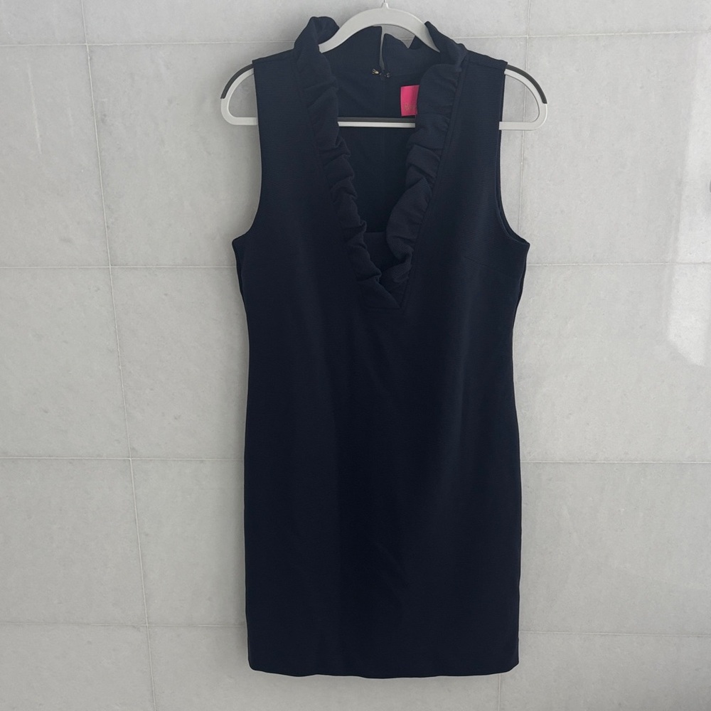 Lilly Pulitzer Navy Ruffle V-Neck Mini Dress